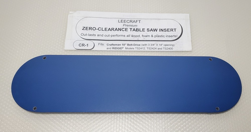 Leecraft Zero-Clearance CR-1 Table Saw Insert ~ New/ Old Stock