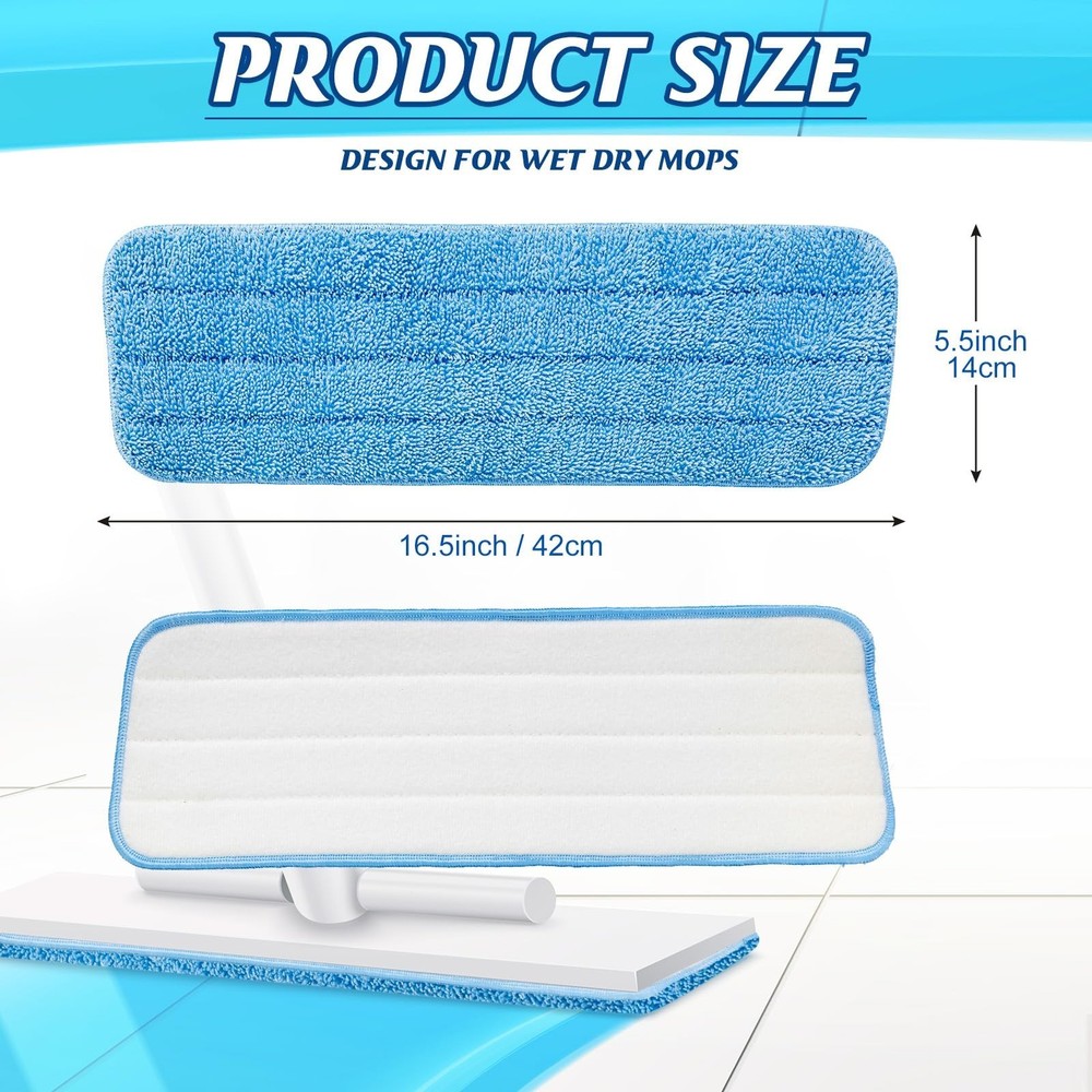 40 Pack Microfiber Mop Pads Machine Washable Cleaning Flat Mop Head Replaceme...