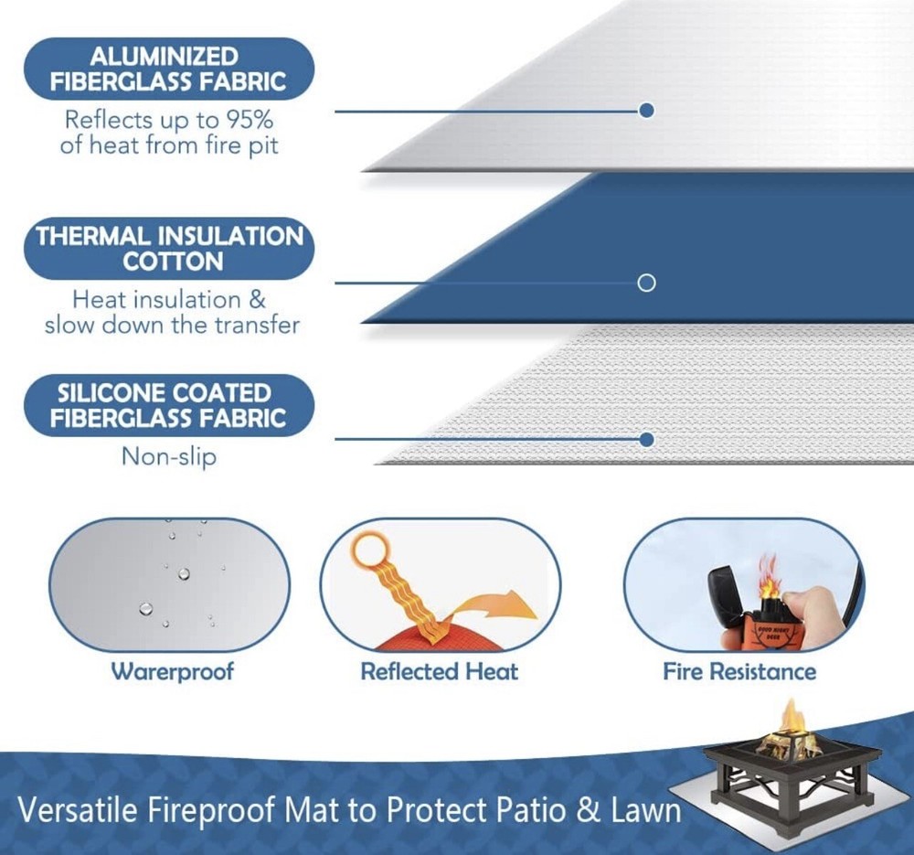 Fire Pit Mat, Patio Fire Heat Resistant Mat, Grill Fireproof Mat Deck Protector