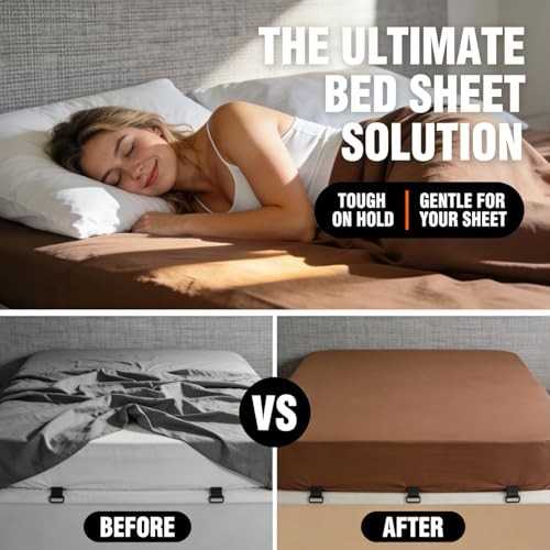 Bed Sheet Straps Set 4 Pack, Adjustable Elastic Sheet Holders for Corners with