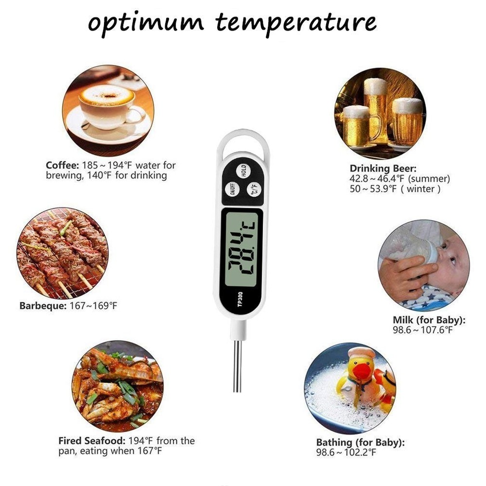 Precise LCD Food Thermometer with Long Probe - Fast Read for Kitchen & Grill