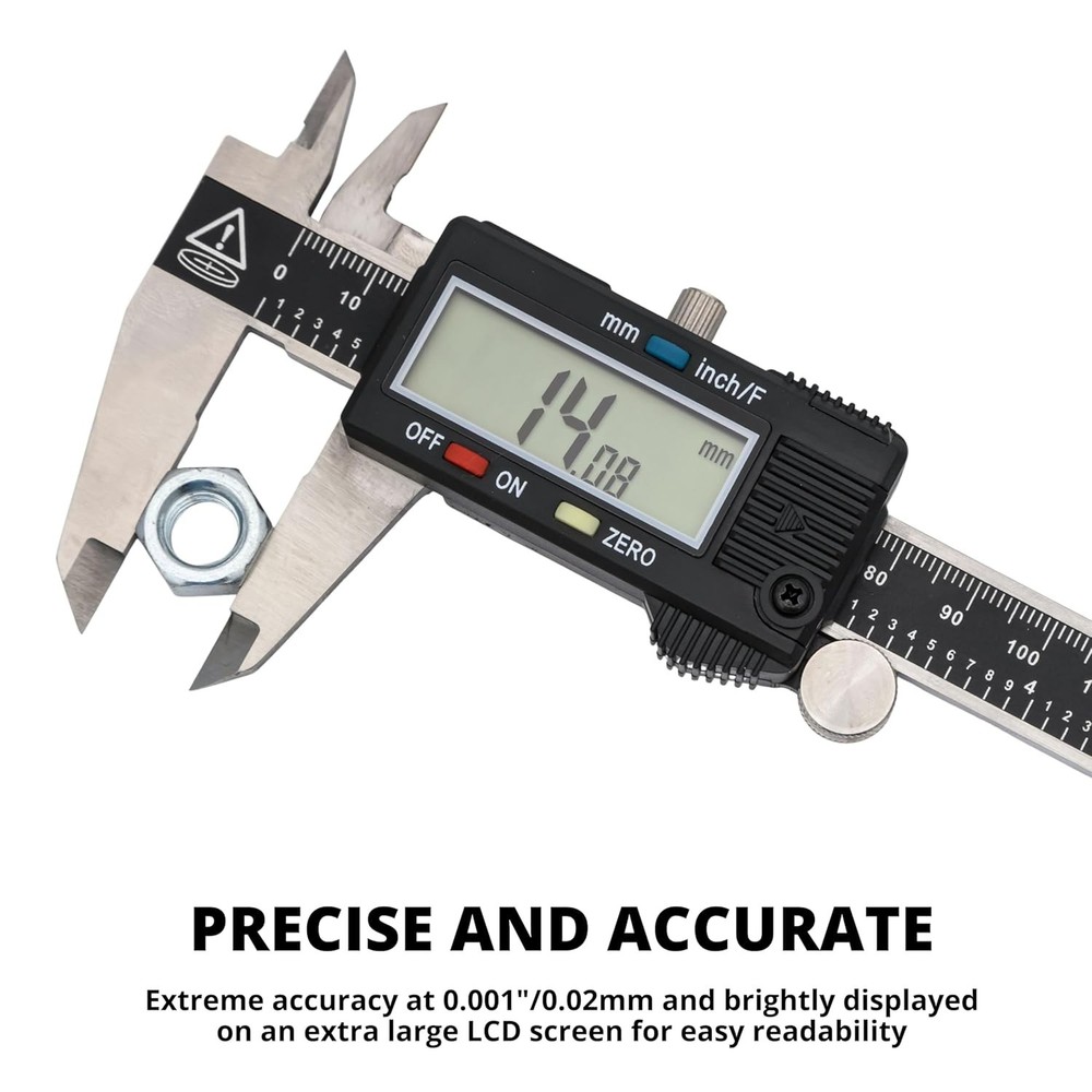 01407A Electronic Digital Caliper Measuring Tool, 0 - 6 Inches Stainless Stee...