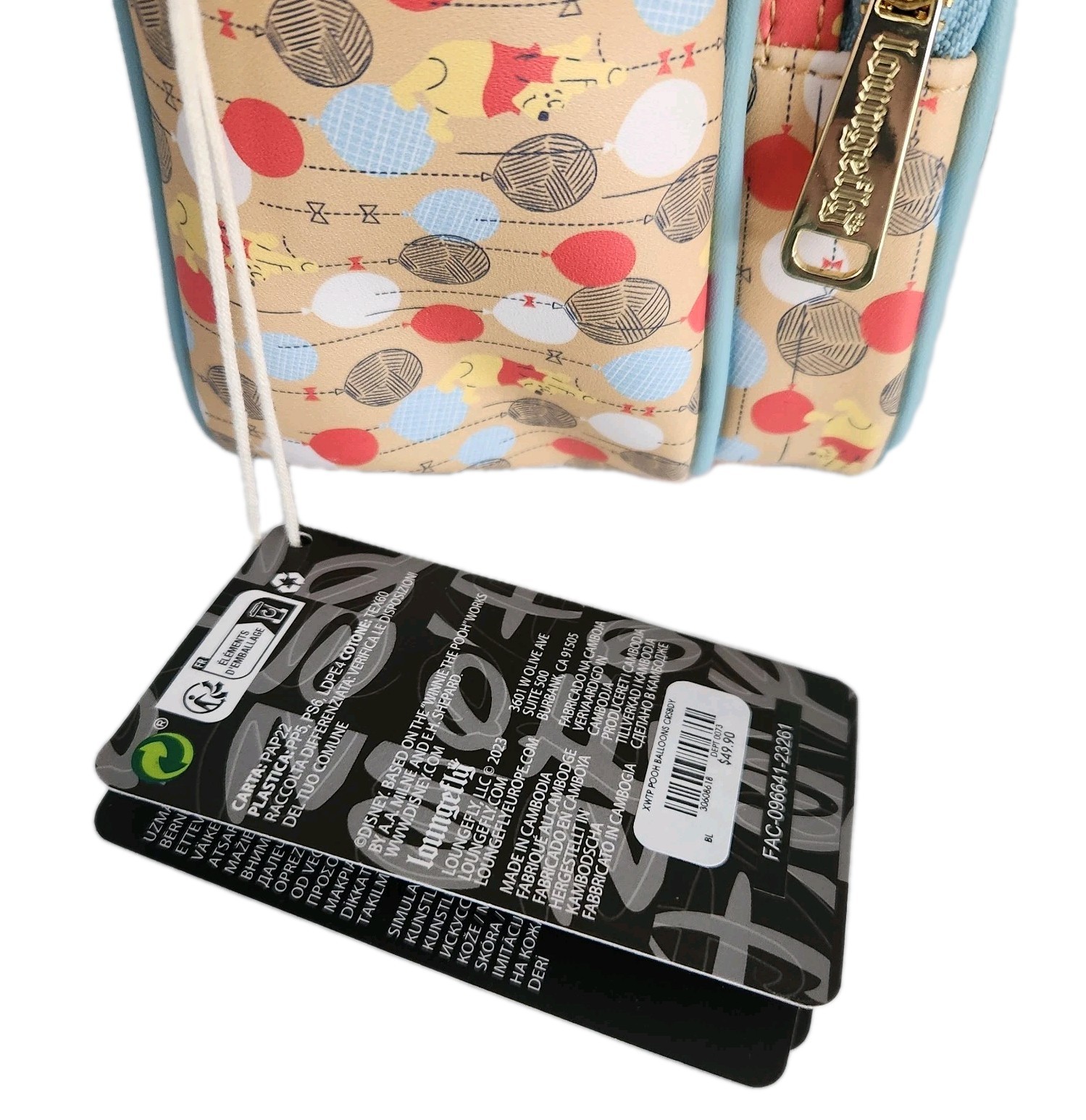 Loungefly Disney Winnie The Pooh Balloons All Over Print Crossbody Bag Purse NWT