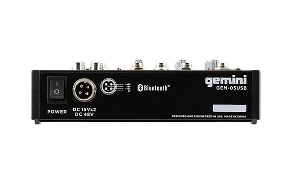 Gemini Sound GEM-05USB, Compact 5-Channel USB Mixer with Bluetooth