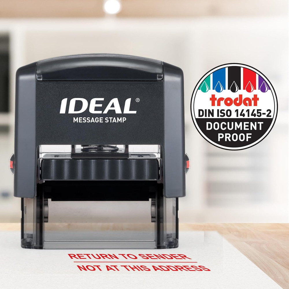 Self Inking Stamp – Return to Sender, NOT at This Address – Red Ink, Impression
