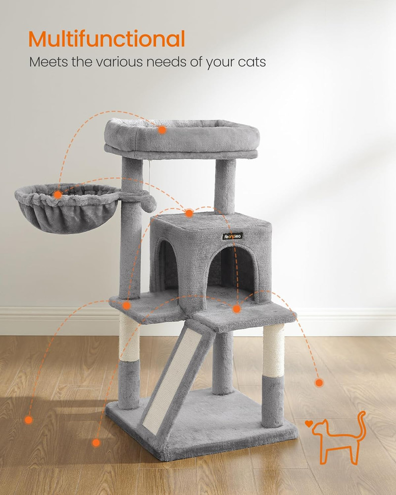 Cat Tree, 37.8-Inch Cat Tower, Multi-Level Condo with Widened Perch, Scratching