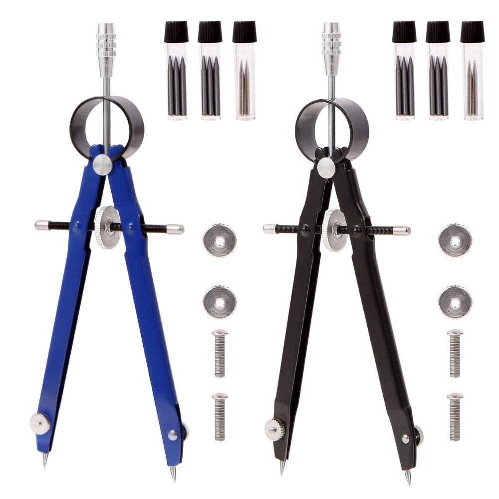 2pcs Metal Compass Set for Geometry, Drafting, Drawing, and Measuring Tools