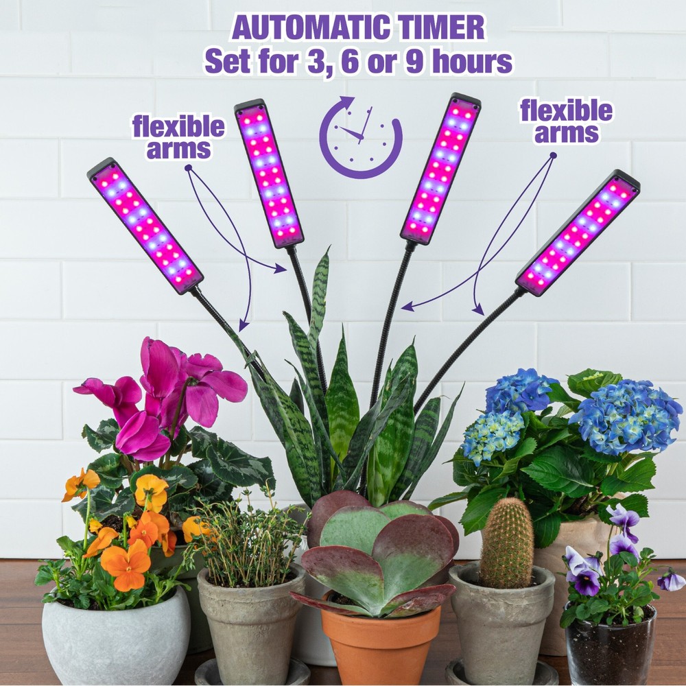 Bell + Howell Bionic LED Flexible Indoor Grow Light with 4 Adjustable Light Head