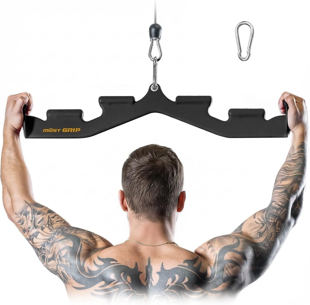 LAT Pull Down Bar w/ 6 Ergonomic Handles, Neutral Grip LAT Pulldown Attachments