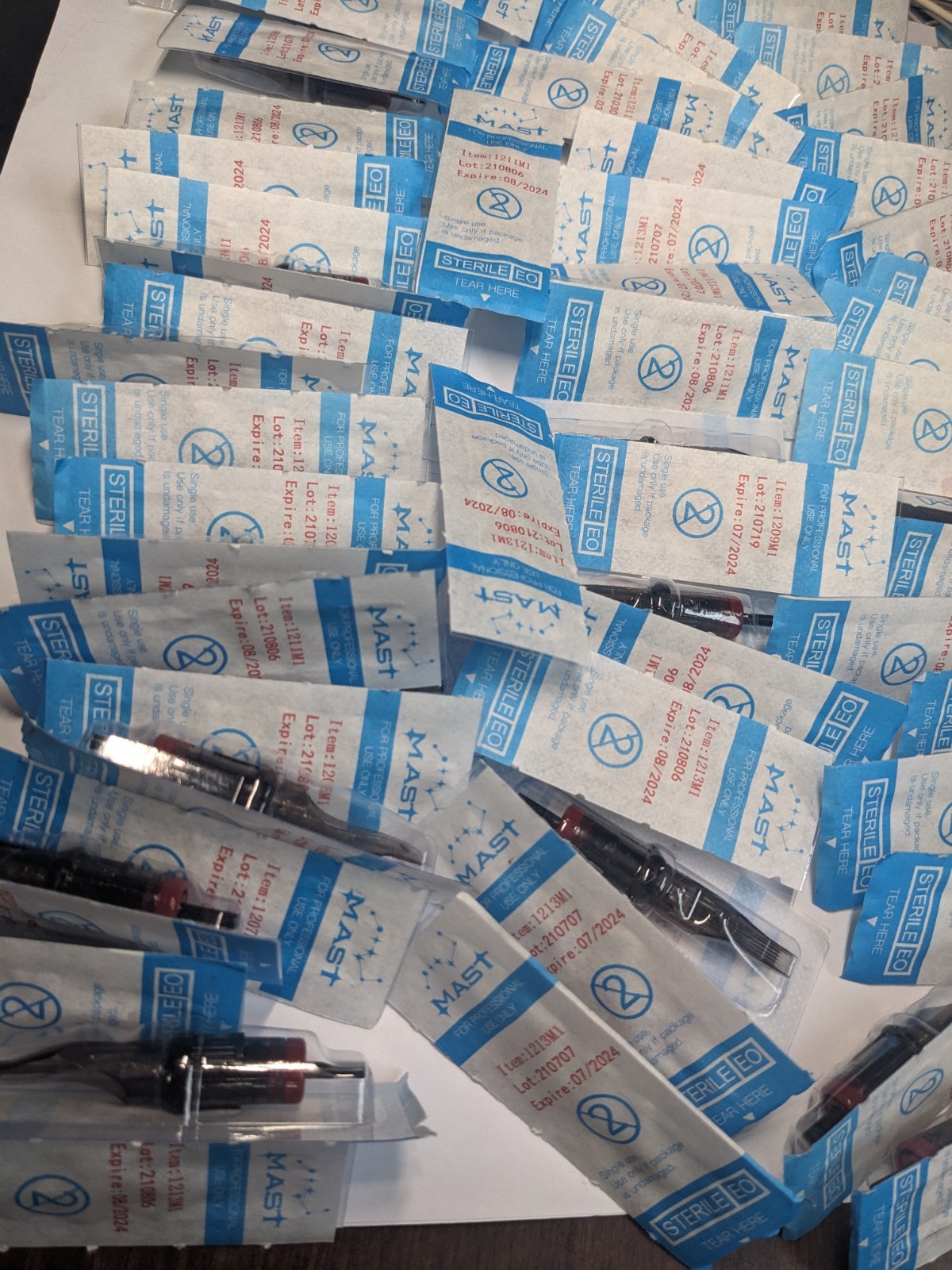 60x LOT MAST 1213M1 - Sterile Disposable Tattoo Nozzle Needle Tips and Tube 3/4