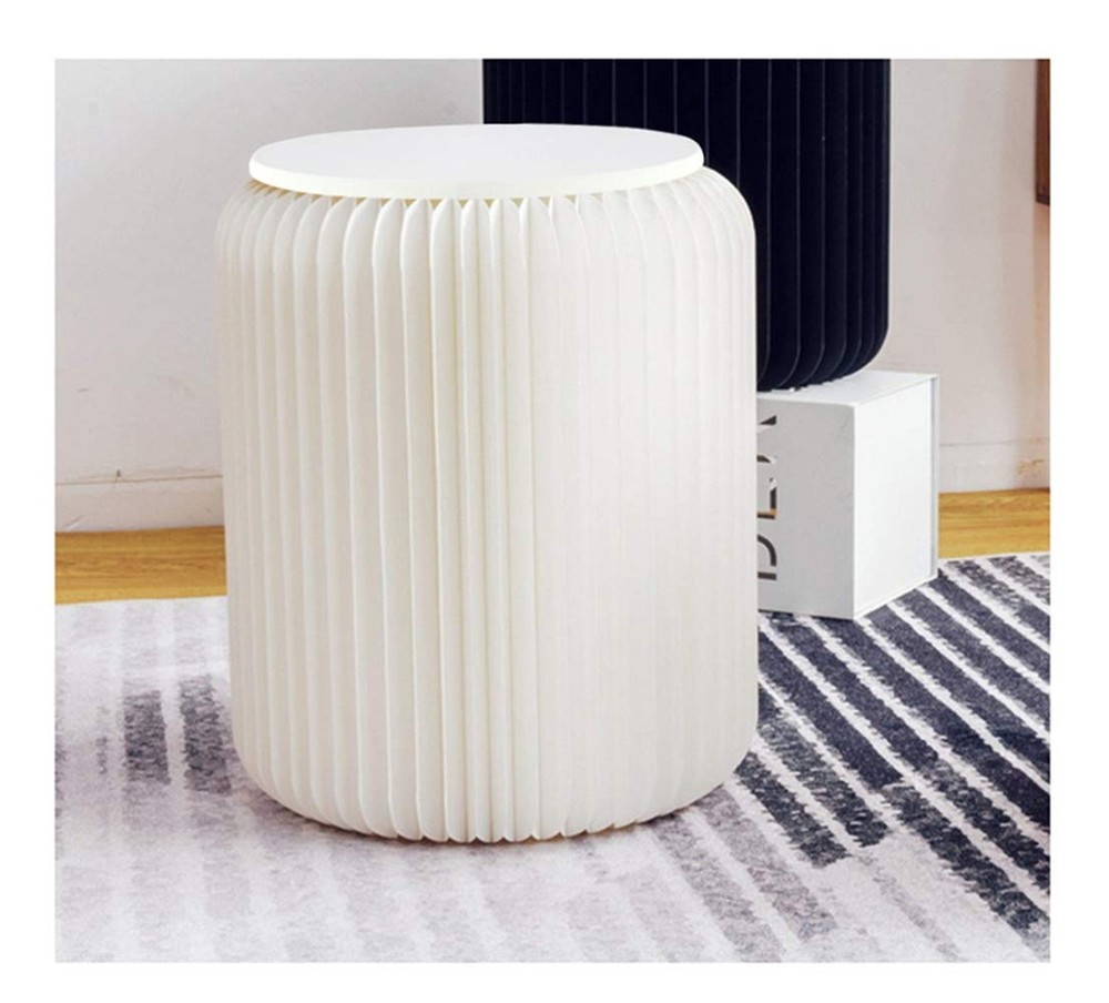 White Folding Paper Stool with Felt Pad Seat - 13.8inch Heigh - - Easy Assemb...