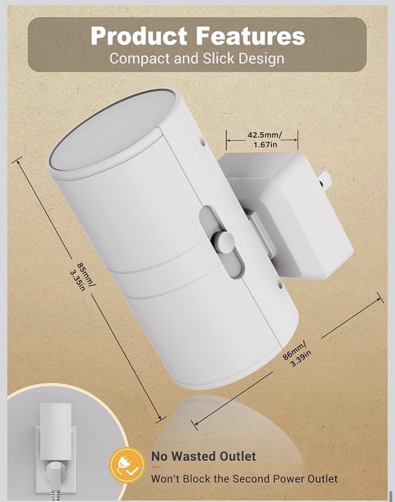 LED Night Light Plug in Wall Auto Sensor Soft Warm Light for Bedroom Hallway