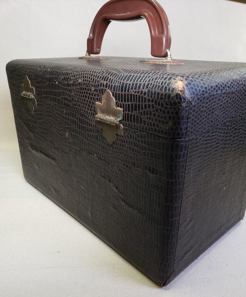Crocodile Embossed Paper-covered Train Case - 1940's