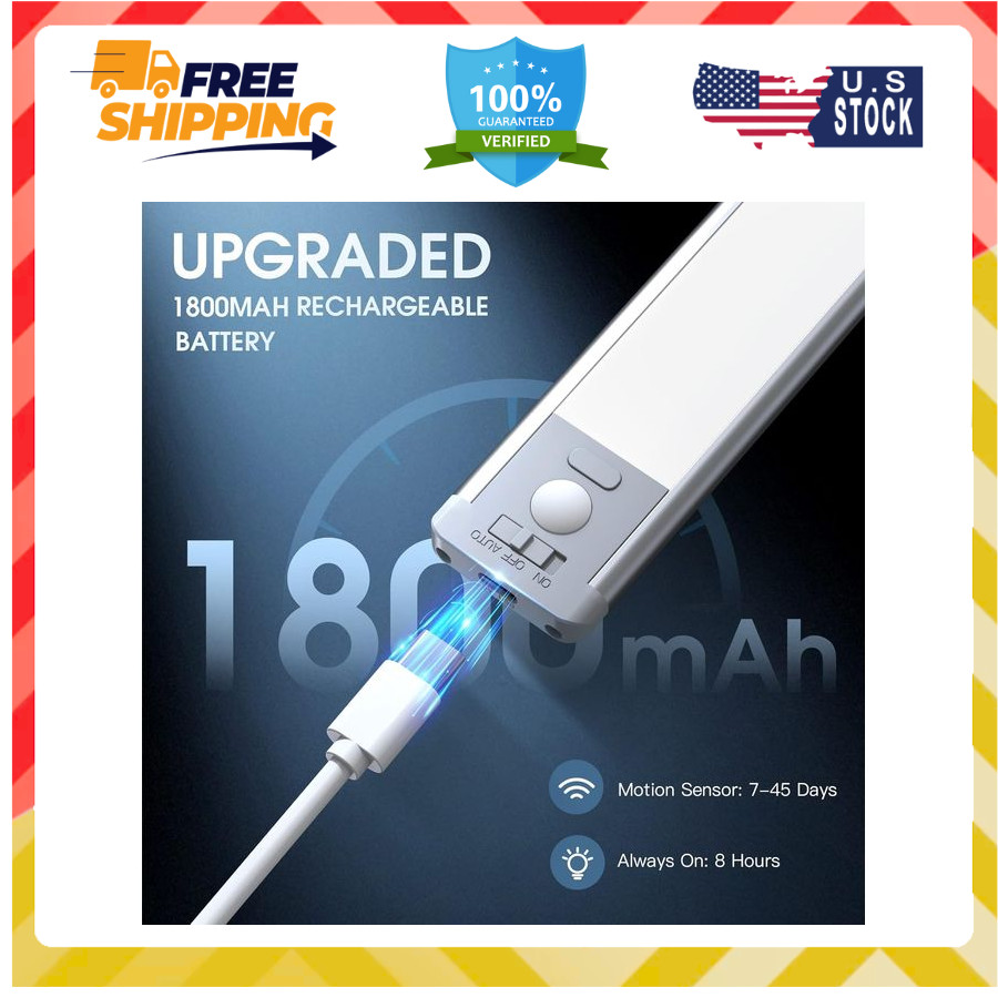 10" Motion Sensor Cabinet Lights – 2 Pack, Rechargeable & Dimmable