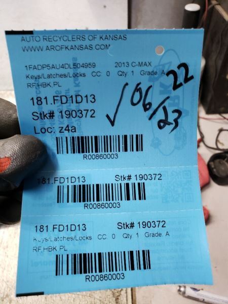 C-MAX 2013 Keys/Latches/Locks 860003
