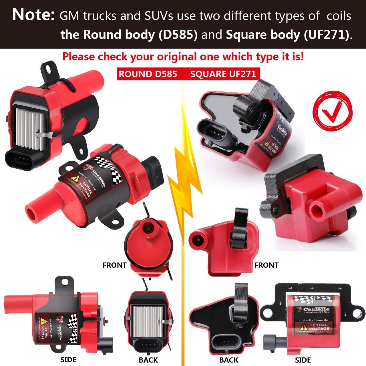 8 Pack Square Ignition Coil and Spark Plug Wire For Chevy GMC 4.8L 5.3 6.0L 8.1L