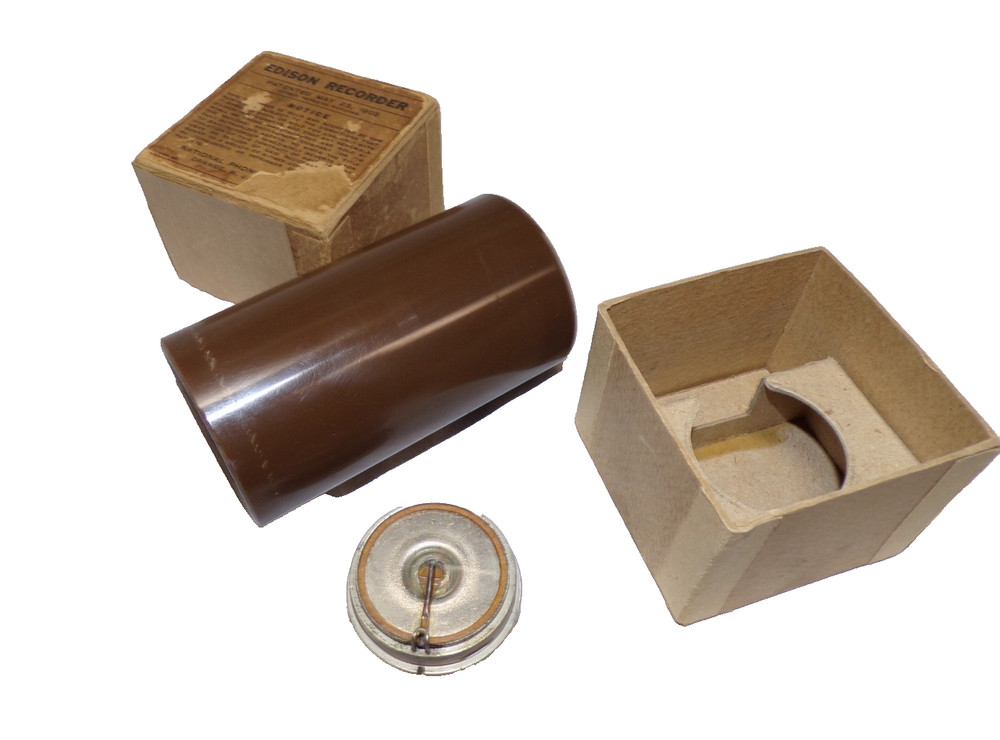 EDISON CYLINDER PHONOGRAPH RECORDER WITH A BLANK RECORD