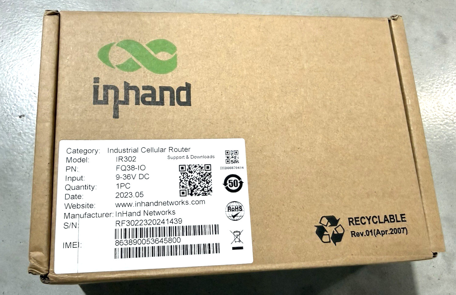 InHand IR302-FQ38-IO Dual Industrial Cellular Router LTE CAT4 150Mbps EXTRAS NEW
