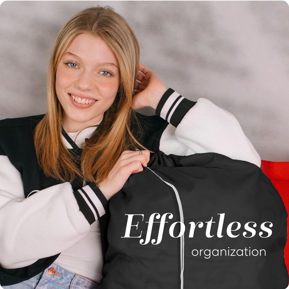 Nylon XL Laundry Bag, Large Capacity with Locking Drawstring, Machine Washabl...