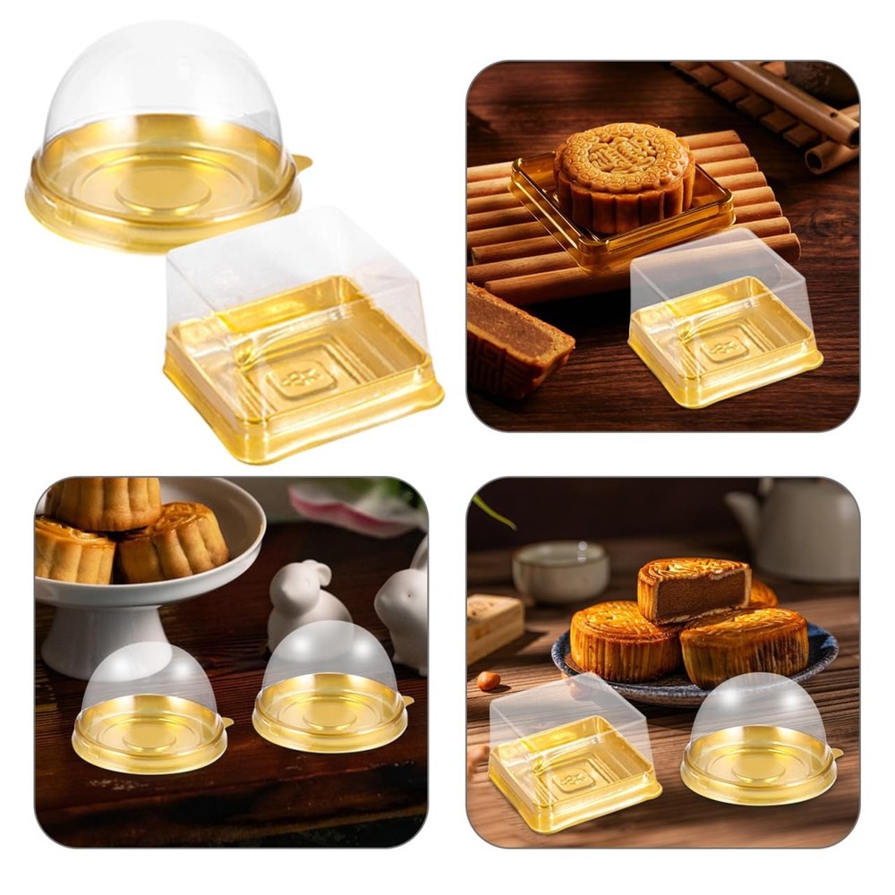 DOITOOL Clear Plastic Mini Cake Box 100 Pack Square Mini Cupcake Containers M...
