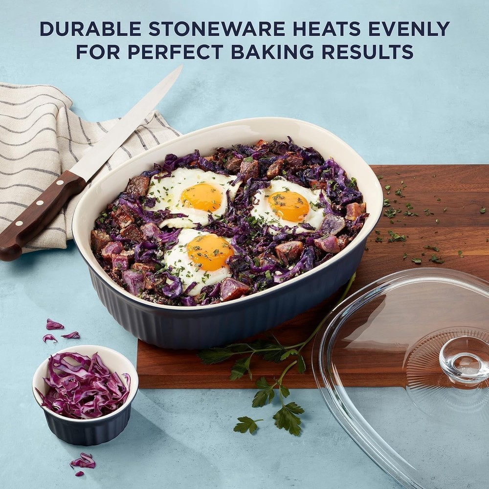 Ceramic Bakeware Set with Lids Chip and Crack Resistant Stoneware Baking Dish, M