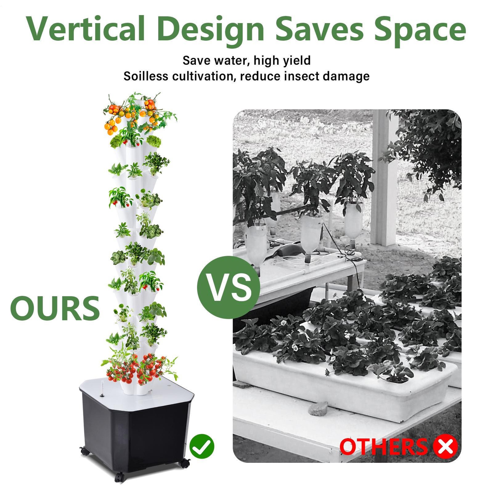 50 Pot Vertical Hydroponic System Tower Garden Aeroponics Home Grow Kit 10 Layer