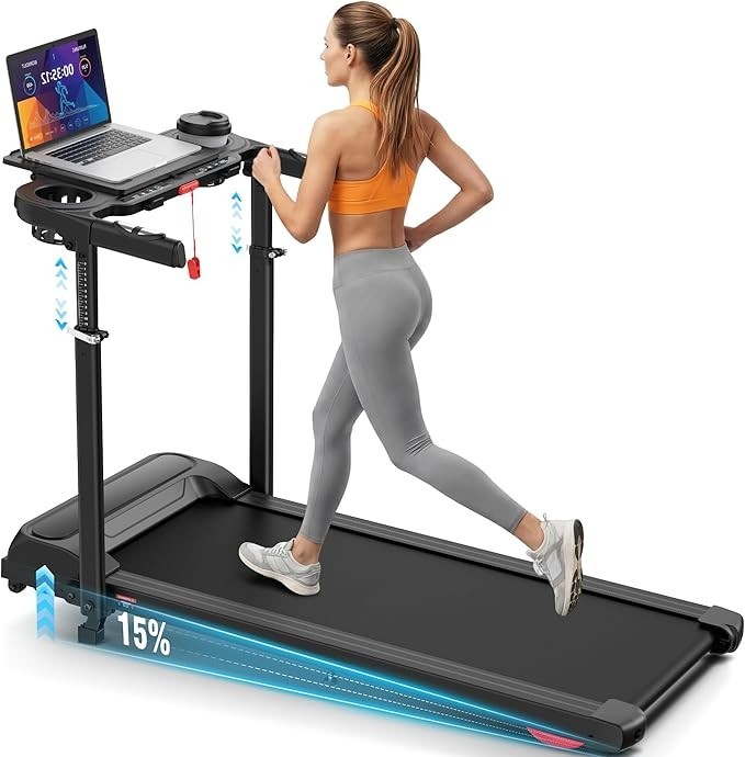 3.5HP Powerful Treadmill 15% Incline Walking Pad Quiet Walking Pad TreadmillGIFT