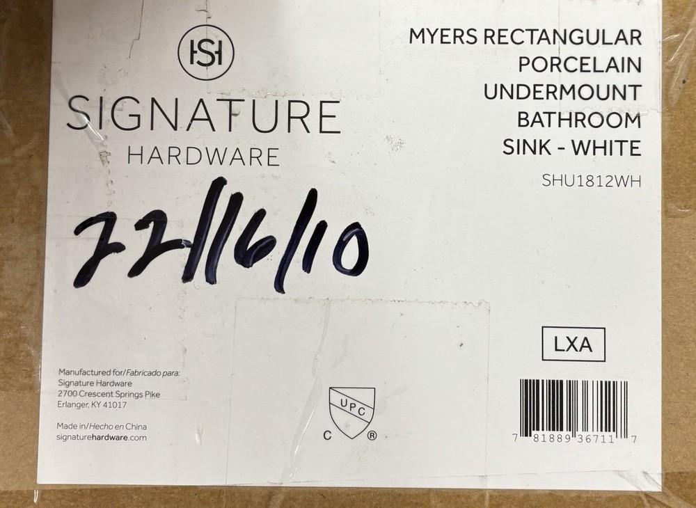 21" Myers White Rectangular Porcelain Undermount Bathroom Sink