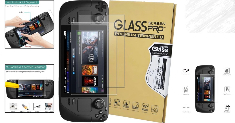 Tempered Glass Screen Protector Set for Steam Deck 7" – 9H Rating