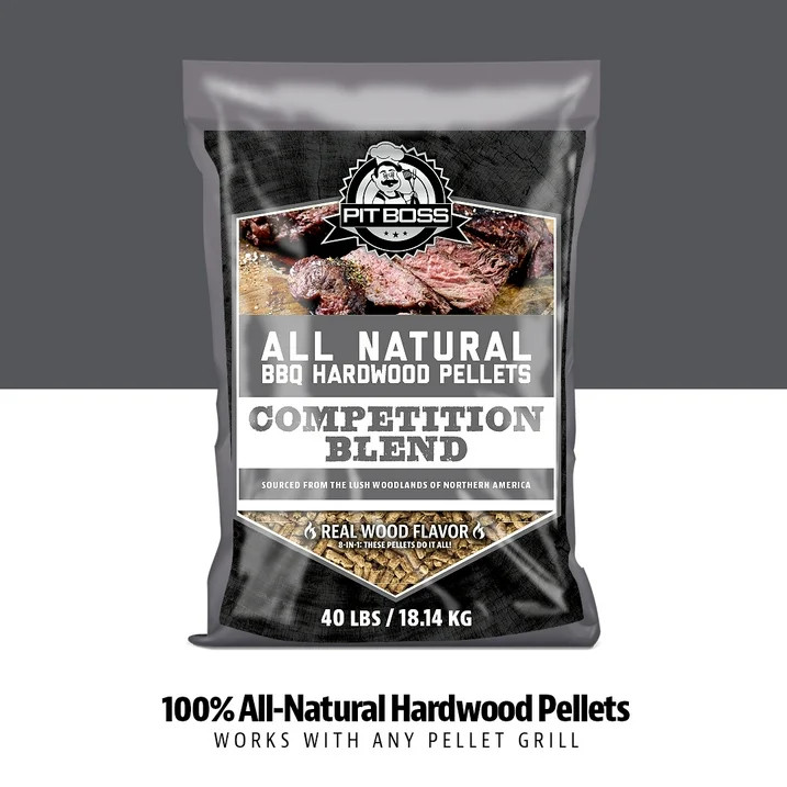 Pit Boss Hardwood BBQ Pellets Competition Blend 40 lb Bag All Natural, No Fees