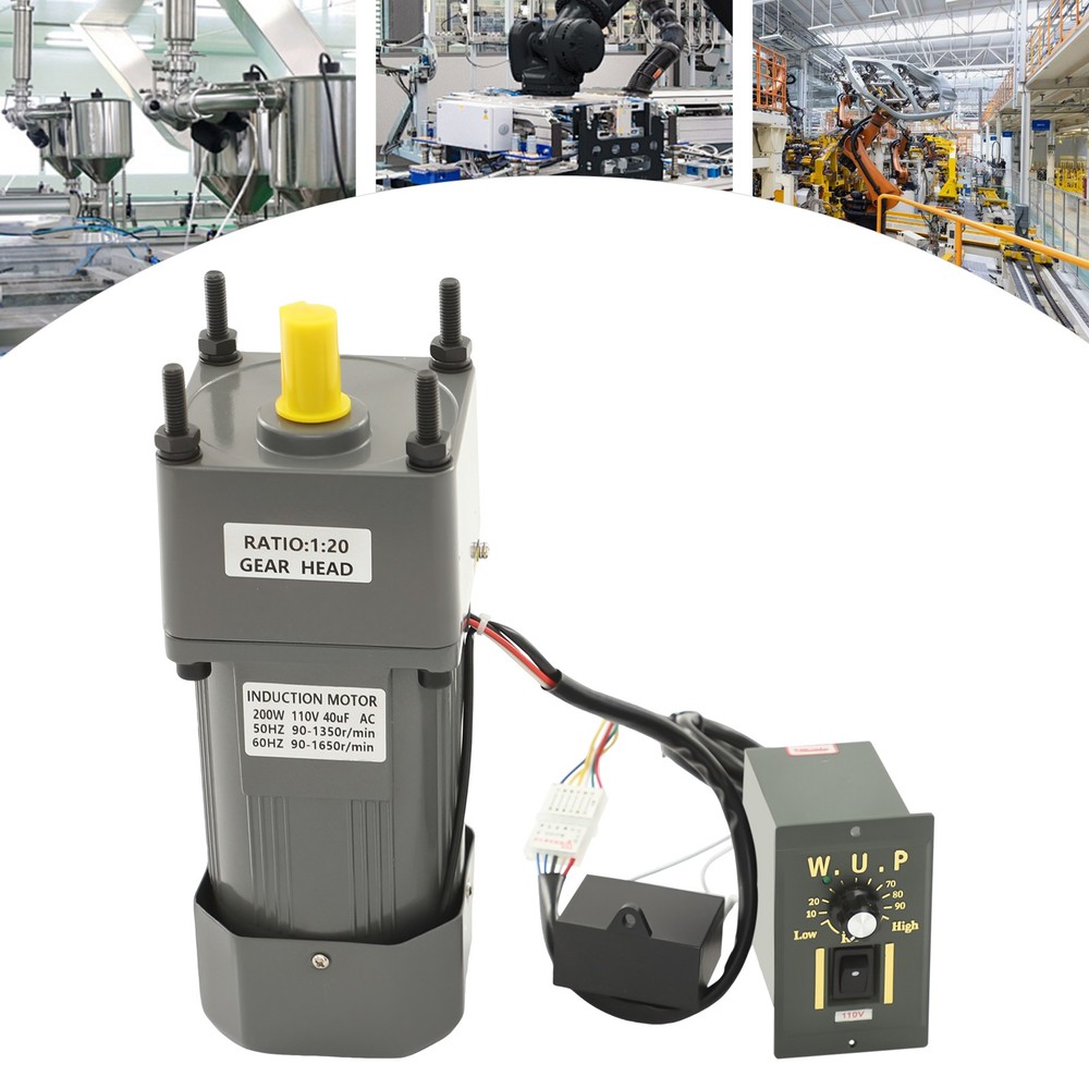 200W AC Gear Motor With Speed Controller Electric Variable Single-Phase 20K 110V