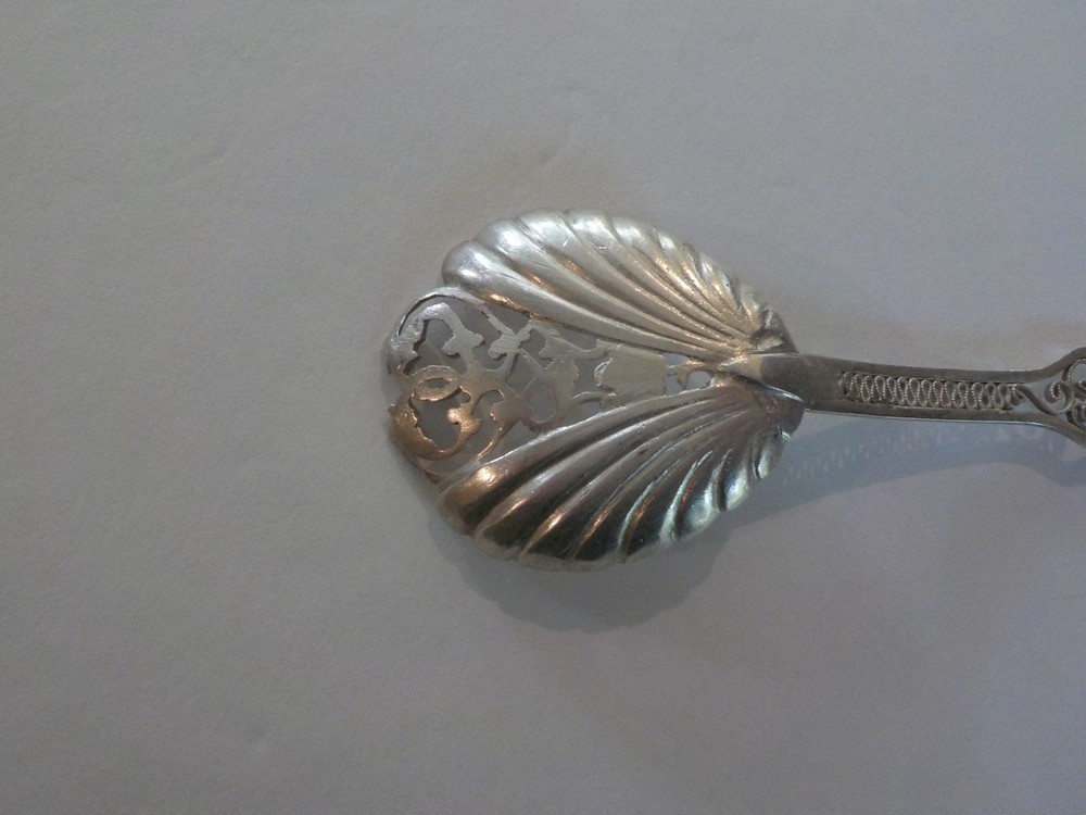 Pair Continental Silver Reticulated Bon-Bon Spoons