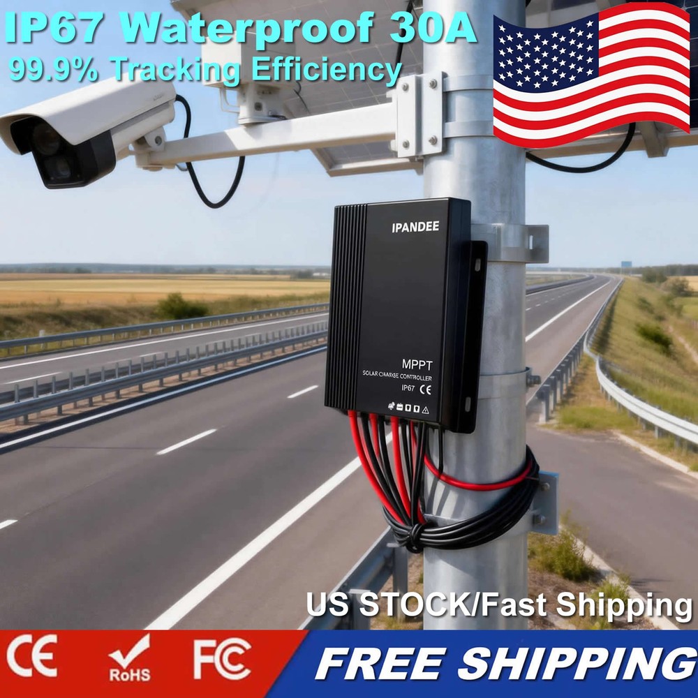 30A MPPT Solar Panel Battery Charge Controller 12V 24V Regulator Waterproof US