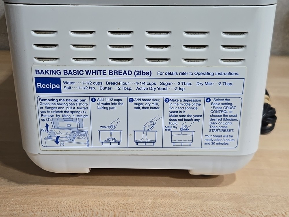 Zojirushi Home Bakery BBCC-V20 Bread Maker Machine 2lb Double Paddle Tested