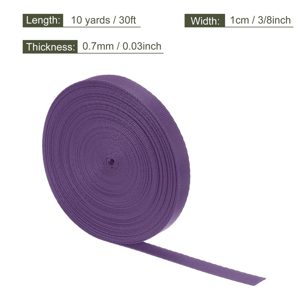 Flat Nylon Webbing Strap 3/8 Inch 10 Yards Bean Purple for Backpack
