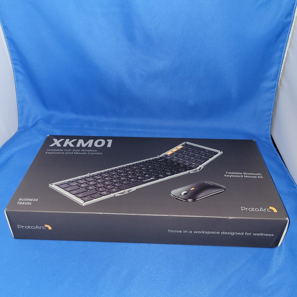 Foldable Keyboard and Mouse, XKM01 Folding Bluetooth Keyboard Mouse Black Gray
