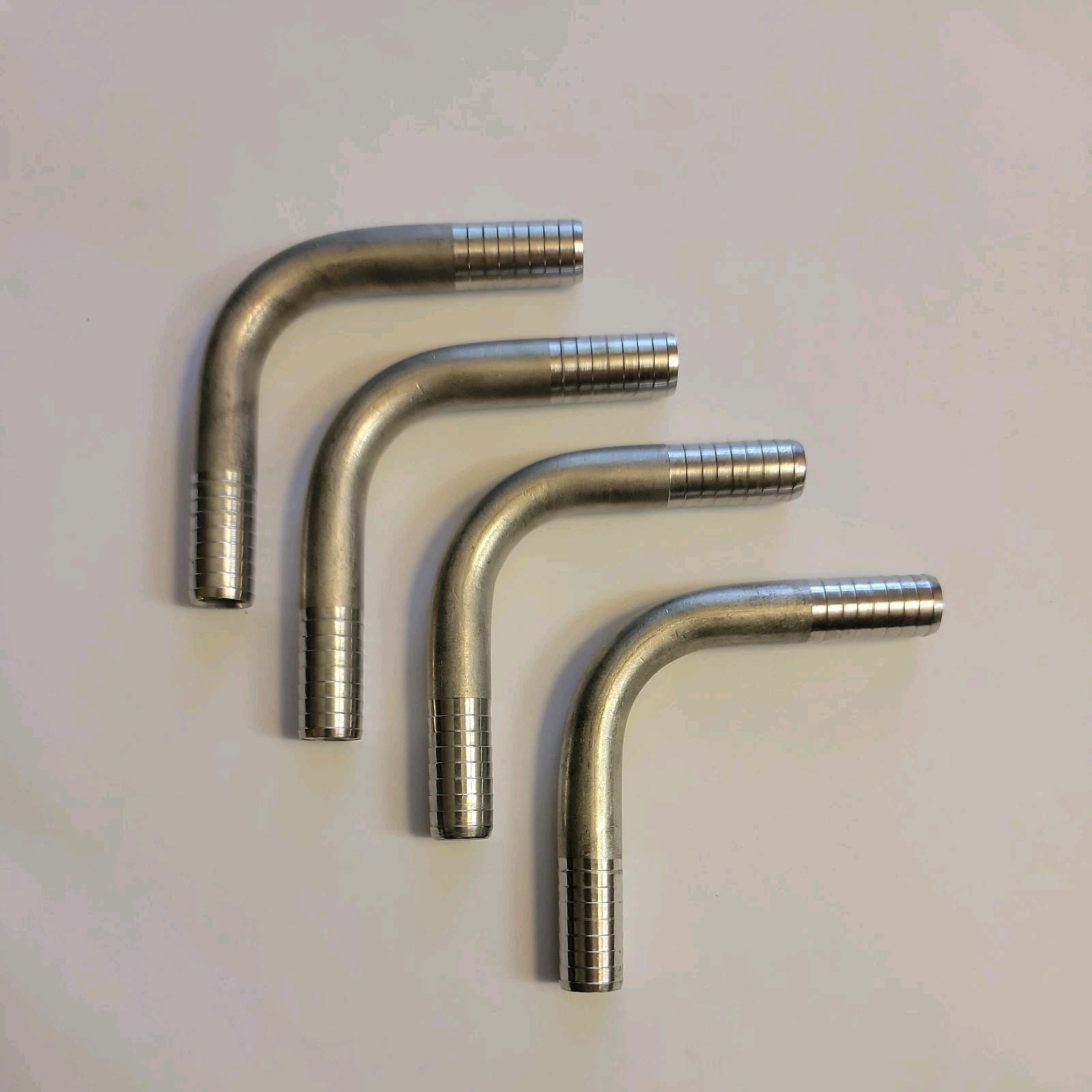 3/8 Stainless Steel 90 Degree Fitting, Elbow, Barbed, Fits 3/8" ID Tubing 4-pack