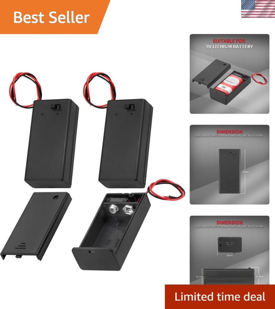 3-Pack 9V Battery Holder with ON/OFF Switch for Easy Electronics Projects