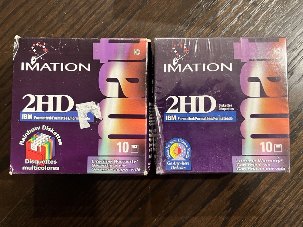 Imation 2HDFloppy Discs 3.5" 1.44 MB Diskettes 20 Pack IBM Formatted SEALED!