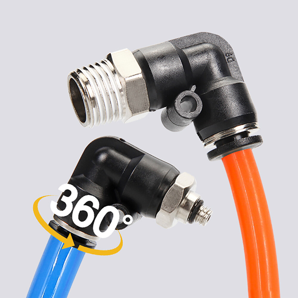 3mm 5mm 6mm 9.7mm Pneumatic Tube 90° Elbow Male Swivel Push To Connect Fitting