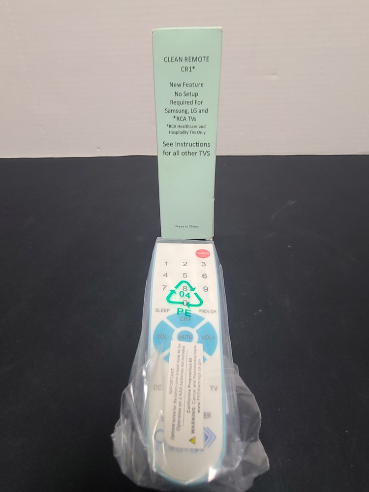 CLEAN REMOTE CR1 Universal TV Remote Control, Spillproof  NEW
