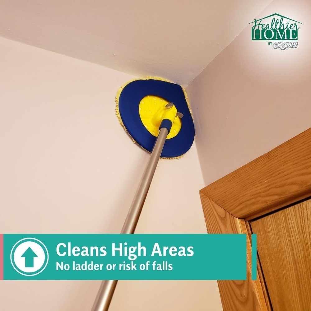 CHOMP Long Handle Wall Cleaner, 5 Minute 60 Inch, Yellow Microfiber