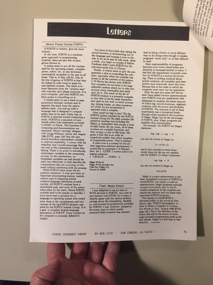 Vintage 1980 Forth Interest Group BYTE Magazine Forth Language Reprints