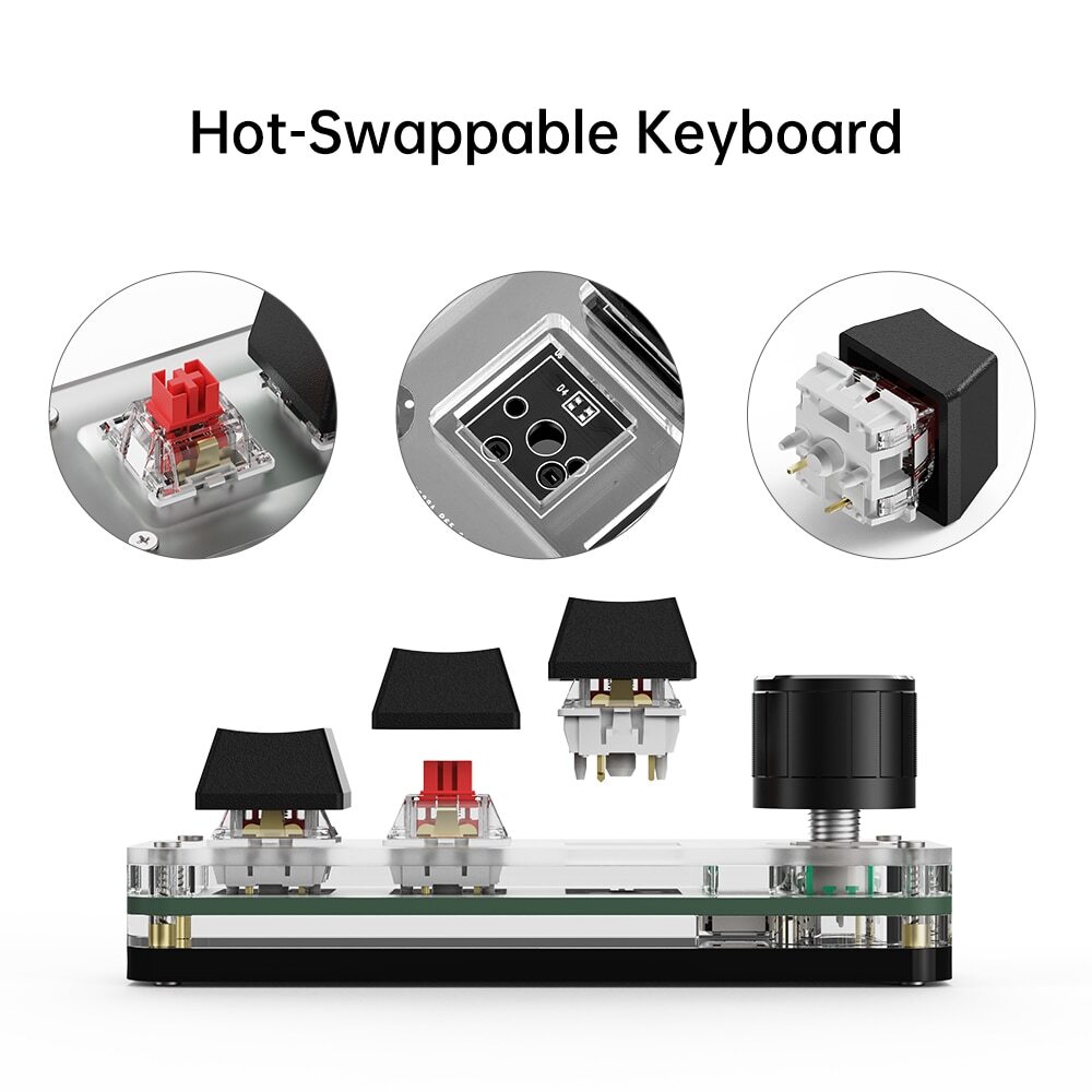 Macro Keyboard Mechanical Programmable Hotswap Red Switches 6 keycaps