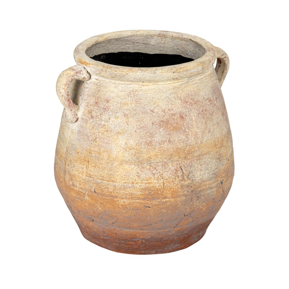 Whitewashed Terra-Cotta Urn, Beige