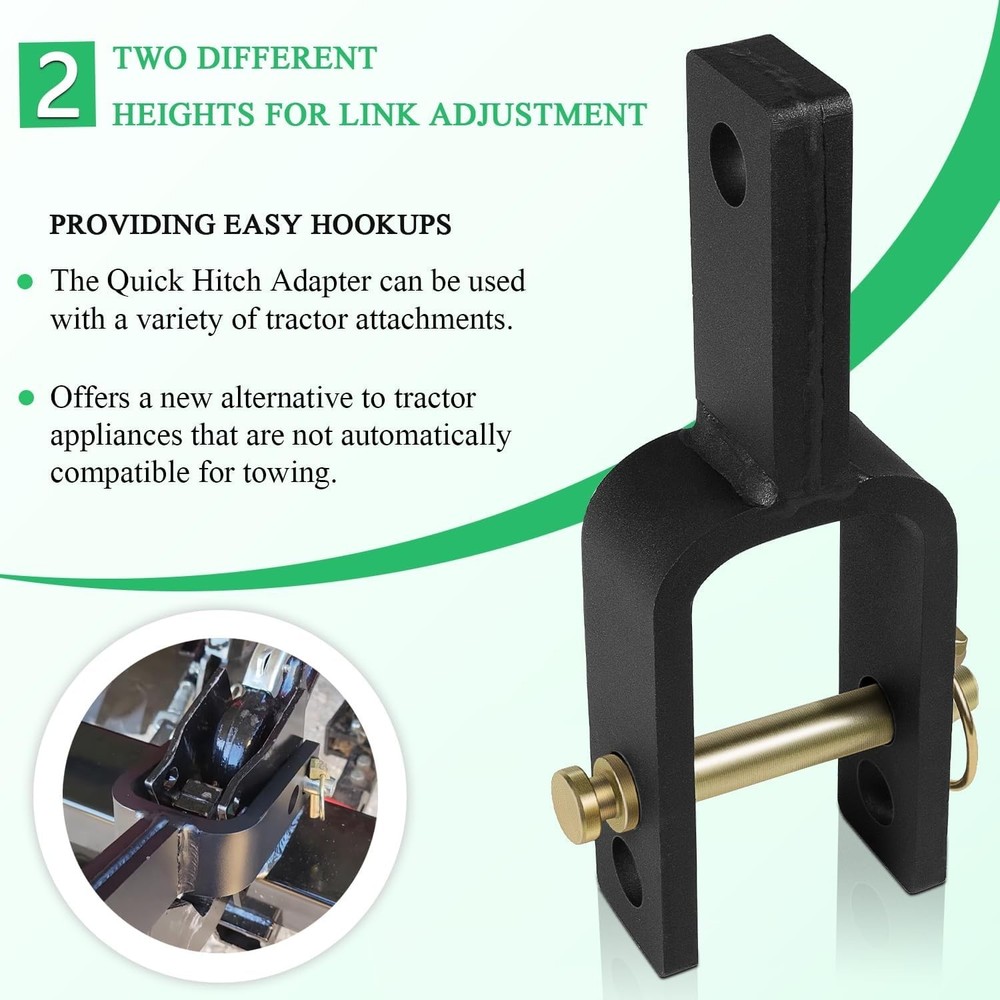 Quick Hitch Adapter with Adjustable Link Heights for Tractors - Durable