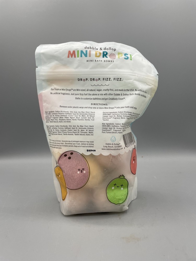 Dabble & Dollop Mini Bath Bombs - Fresh Fruit - 12 count/0.8oz each