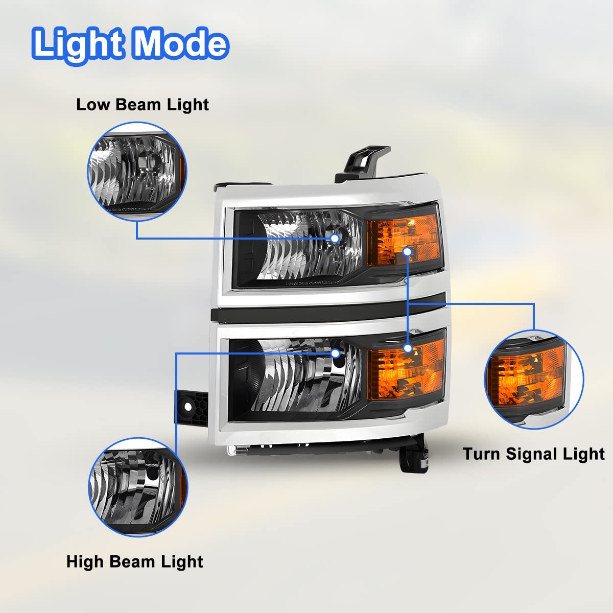 Headlights Assembly for 2014 2015 Chevy Silverado 1500 Factory Style Headlights