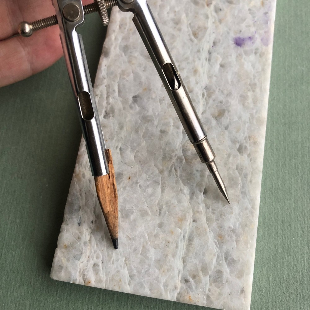 Vintage Drafting Compass w/ Interchangeable Ink Pen Nib & Point, Drafting Tool