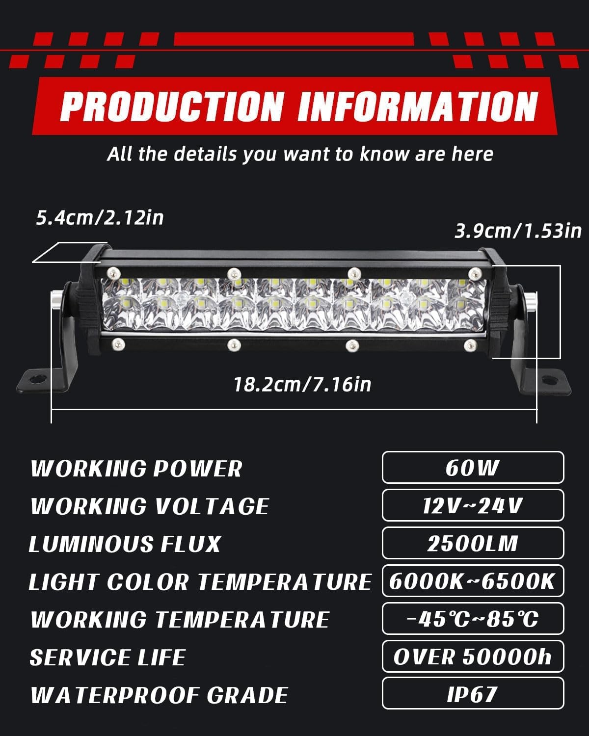 Universal 60W 2500LM LED Headlight for MX650/500 Dirt Bike ATV Pit Bike Electric